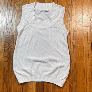 Derek Lam 10 Crosby White Sleeveless Knit Top Vest Cotton‎ Silk Nylon